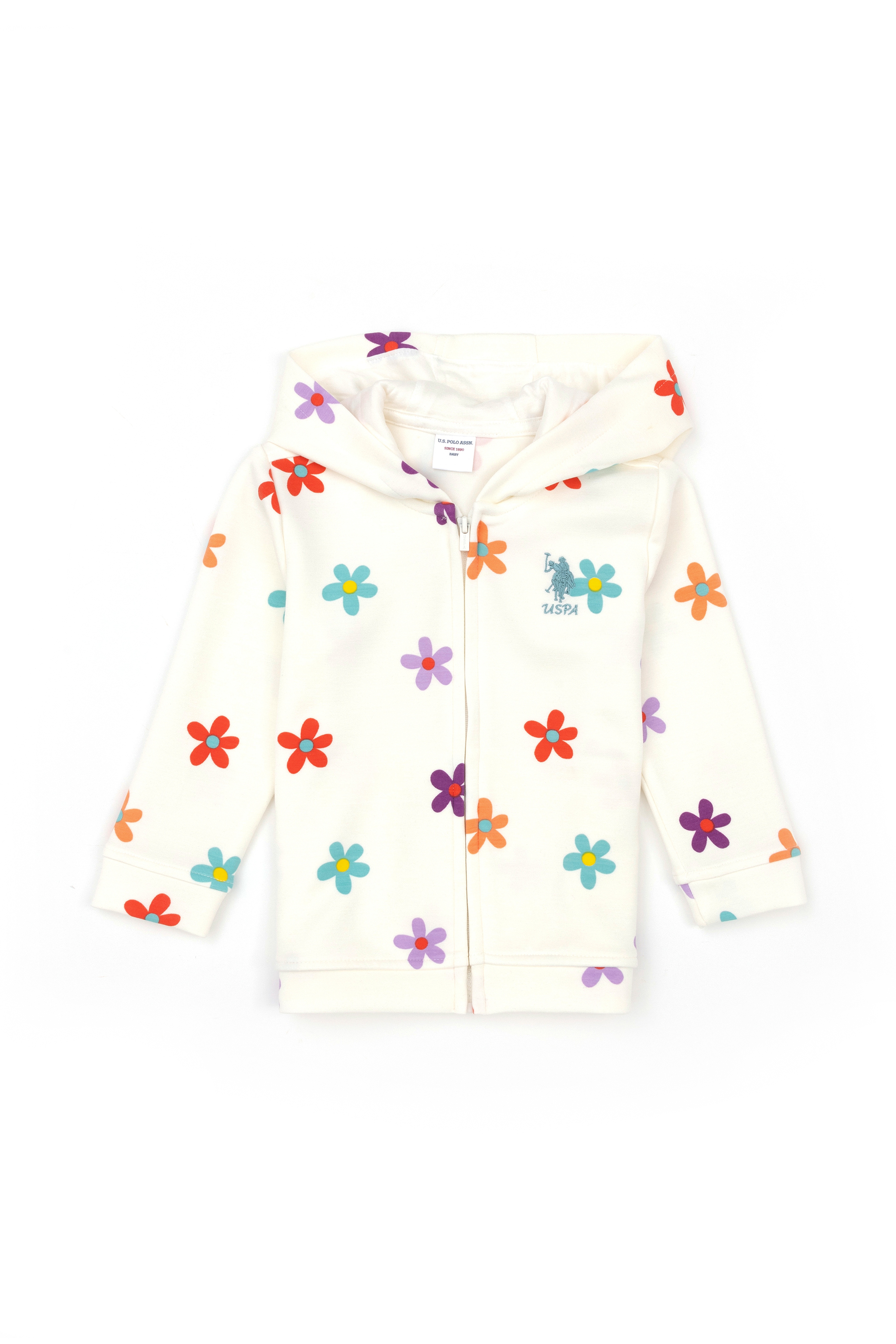 Kız Bebek Ekru Kapüşonlu Sweatshirt - Image 2