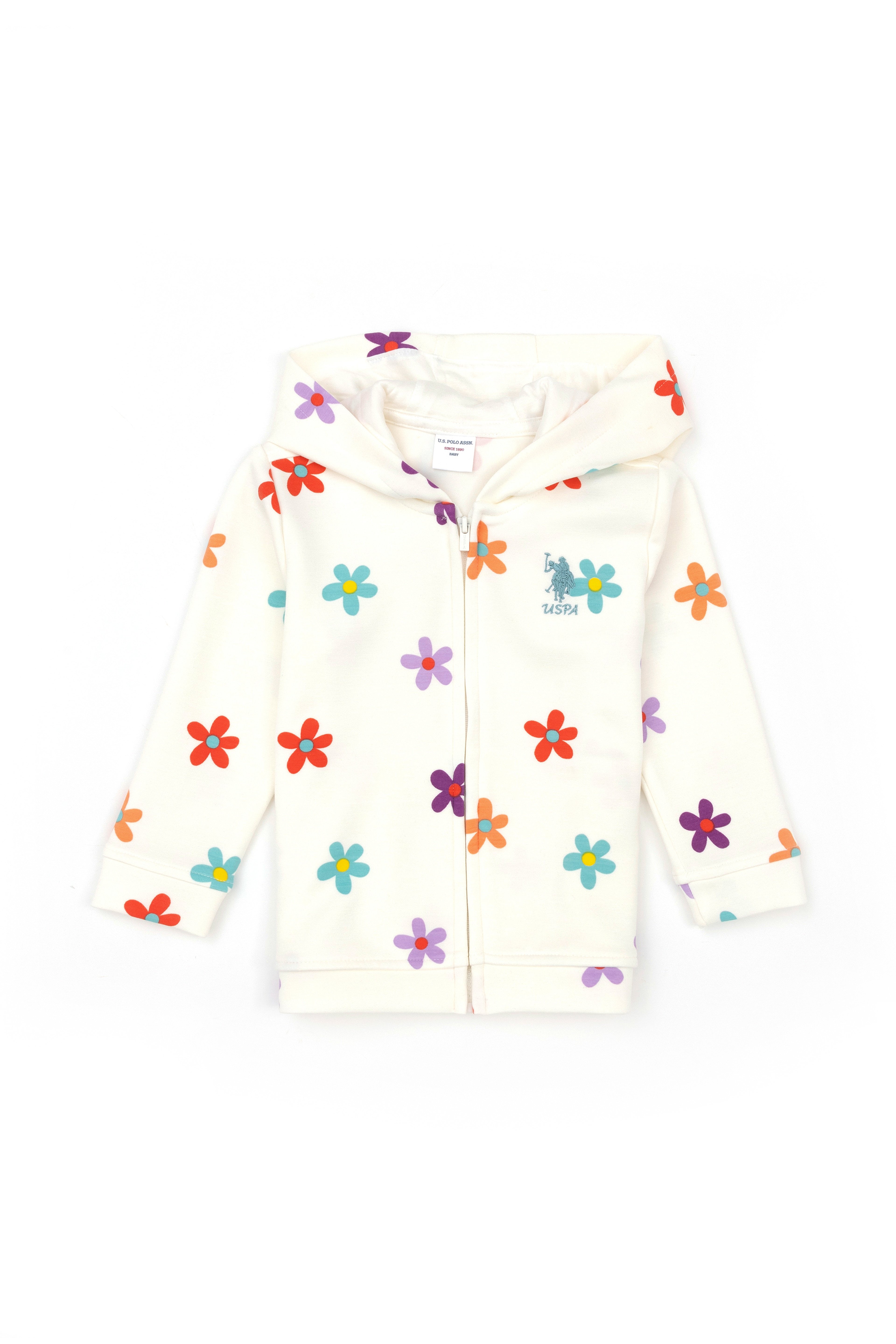 Kız Bebek Ekru Kapüşonlu Sweatshirt