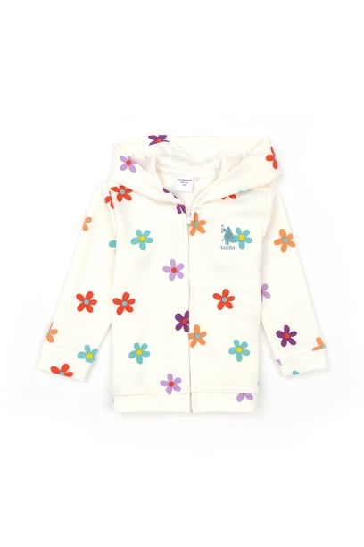 Kız Bebek Ekru Kapüşonlu Sweatshirt