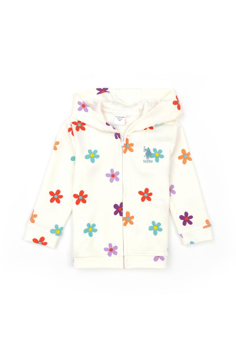 Kız Bebek Ekru Kapüşonlu Sweatshirt