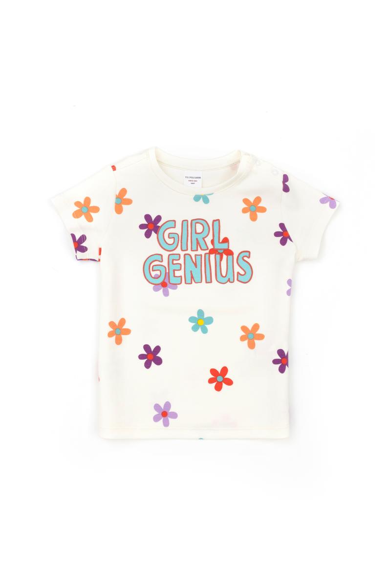 Kız Bebek Ekru Bisiklet Yaka Tişört