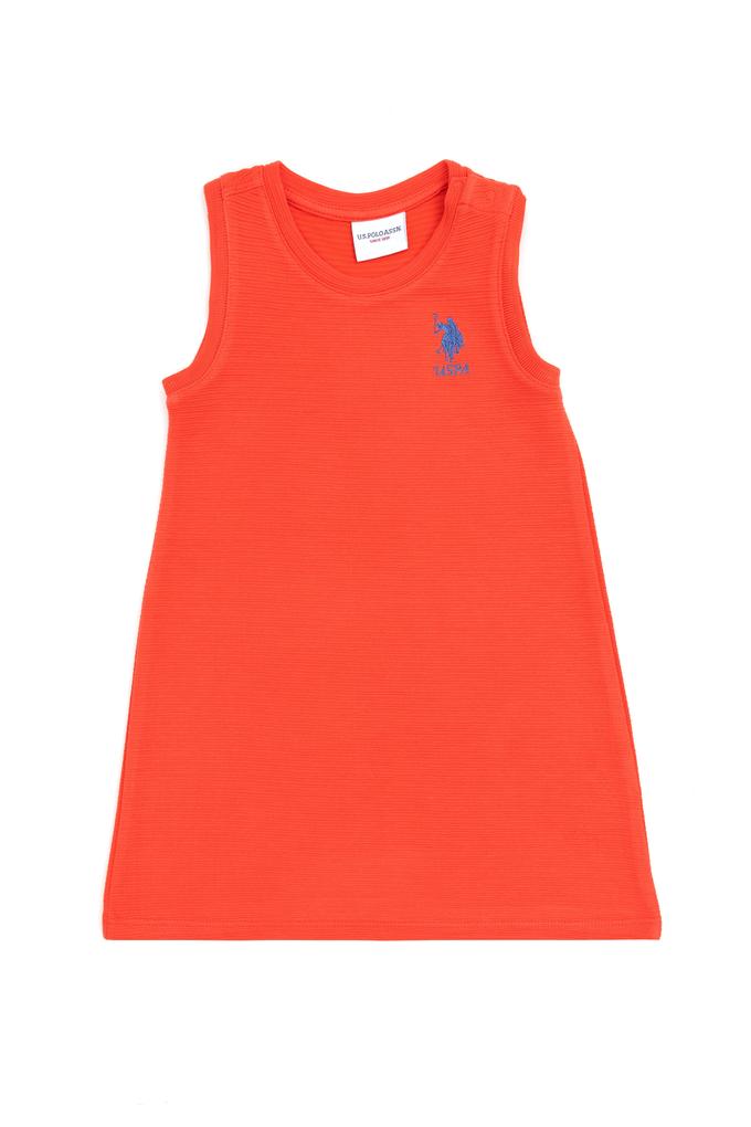 Kız Bebek Nar Çiçeği Kolsuz Örme Elbise