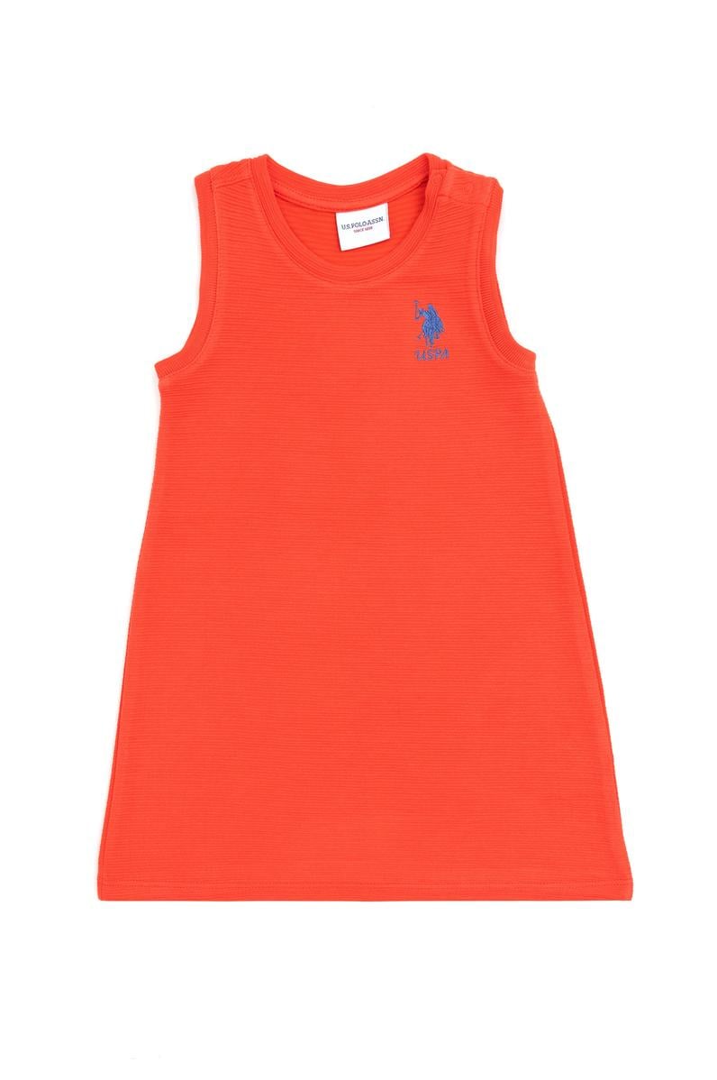 Kız Bebek Nar Çiçeği Kolsuz Örme Elbise