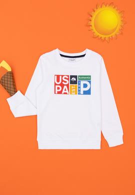 Erkek Çocuk Beyaz Bisiklet Yaka Sweatshirt - 50282002013