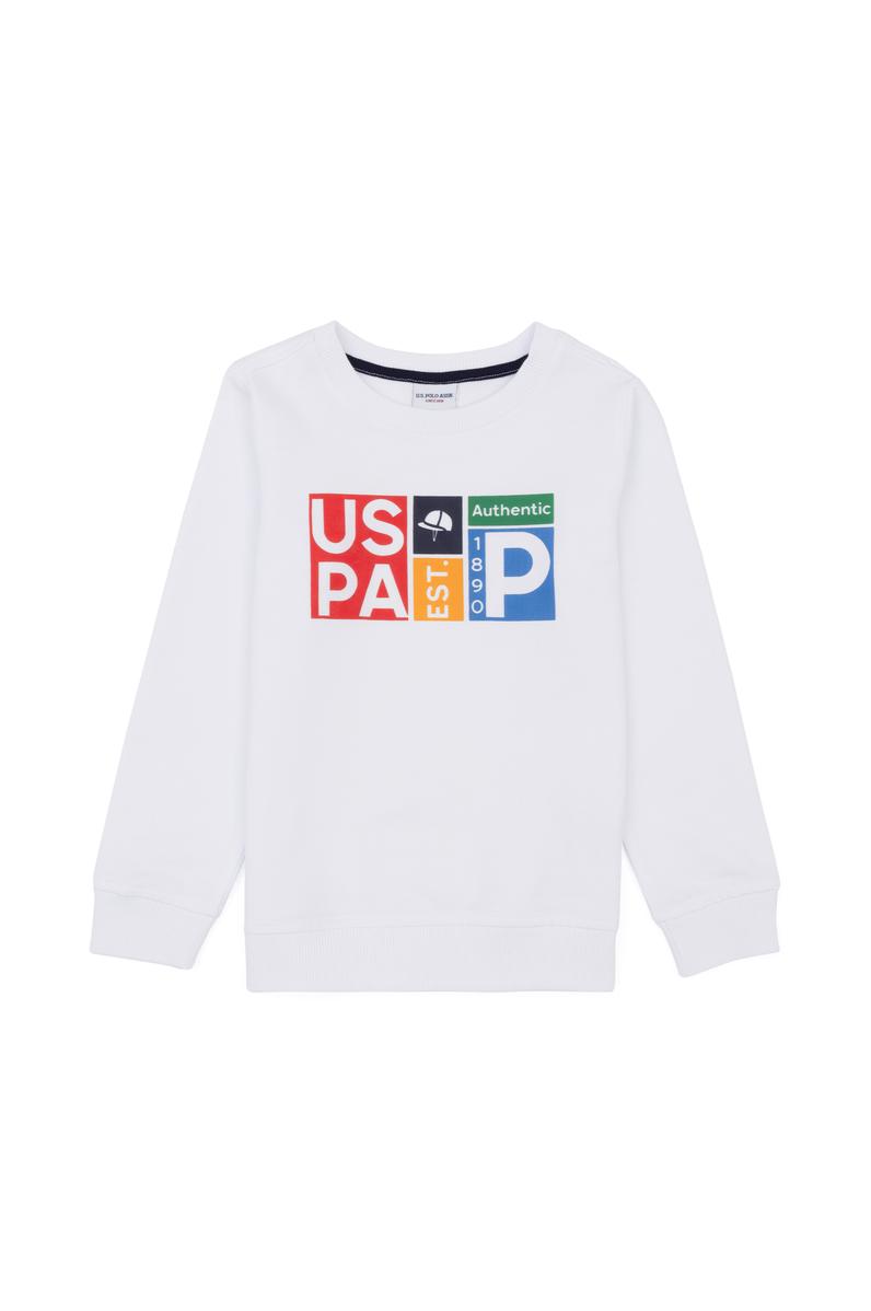 Erkek Çocuk Beyaz Bisiklet Yaka Sweatshirt