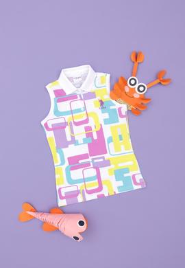 Kız Çocuk Beyaz Polo Yaka Kolsuz Tişört - 50283341011