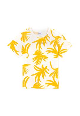 Erkek Çocuk Ekru Oversize Bisiklet Yaka Tişört - 50288055002