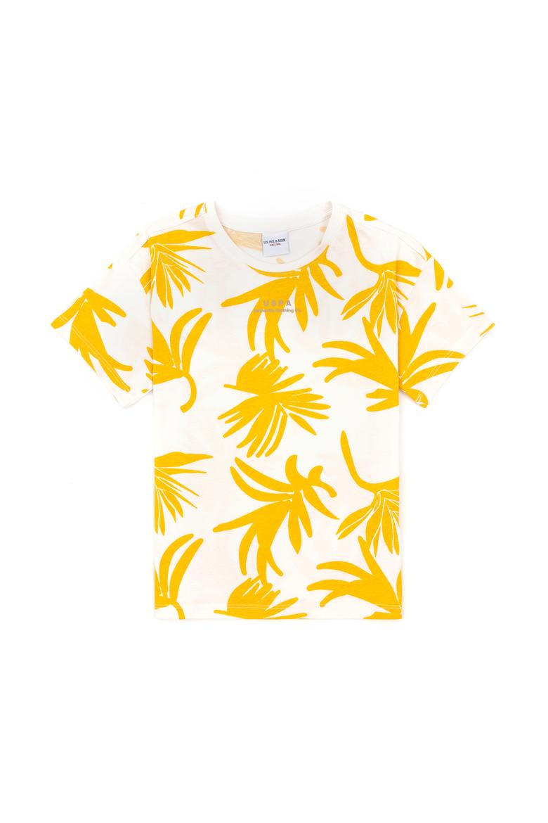 Erkek Çocuk Ekru Oversize Bisiklet Yaka Tişört - 50288055002