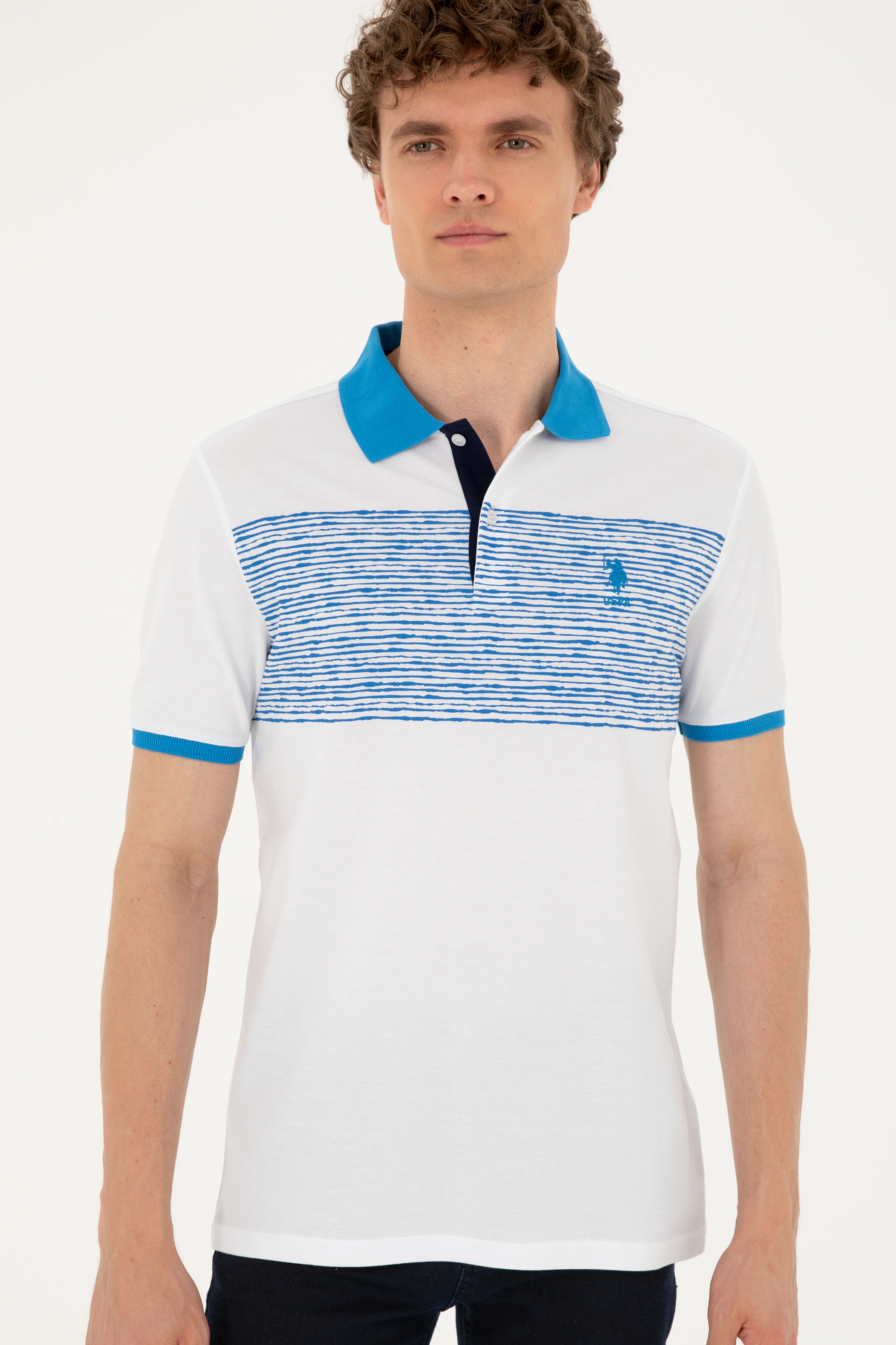 Erkek Regular Fit Polo Yaka Saks Tişört - Image 3