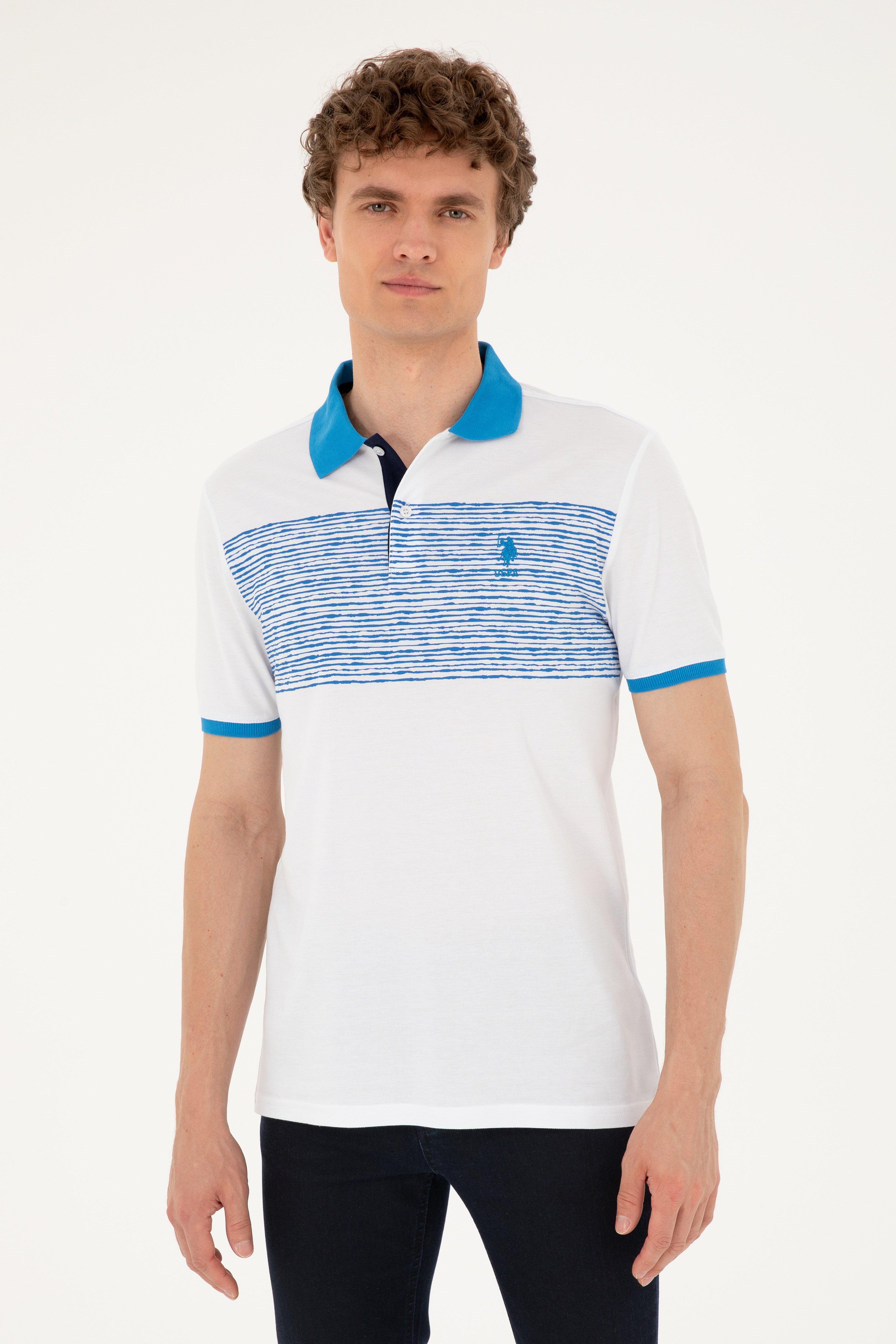 Erkek Regular Fit Polo Yaka Saks Tişört - Image 1