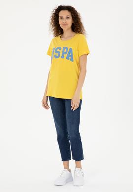 Kadın Safran Bisiklet Yaka Basic Tişört - 50280036077