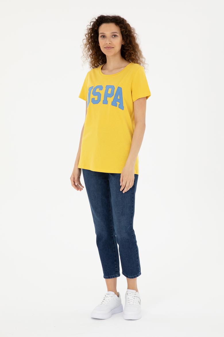 Kadın Safran Bisiklet Yaka Basic Tişört - 50280036077