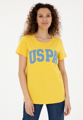 Kadın Safran Bisiklet Yaka Basic Tişört - 50280036077