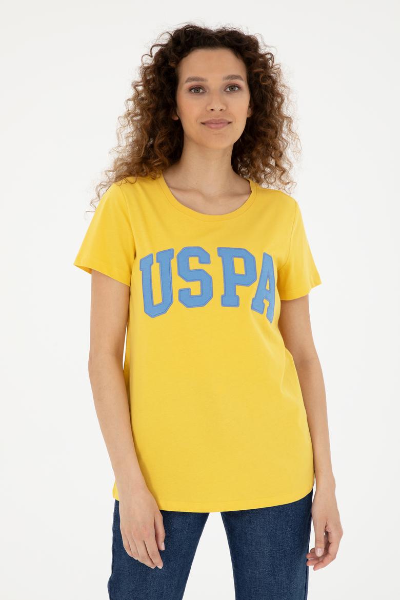 Kadın Safran Bisiklet Yaka Basic Tişört - 50280036077