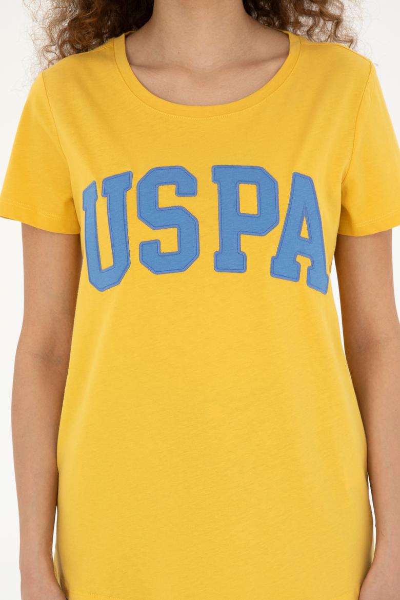 Kadın Safran Bisiklet Yaka Basic Tişört - 50280036077