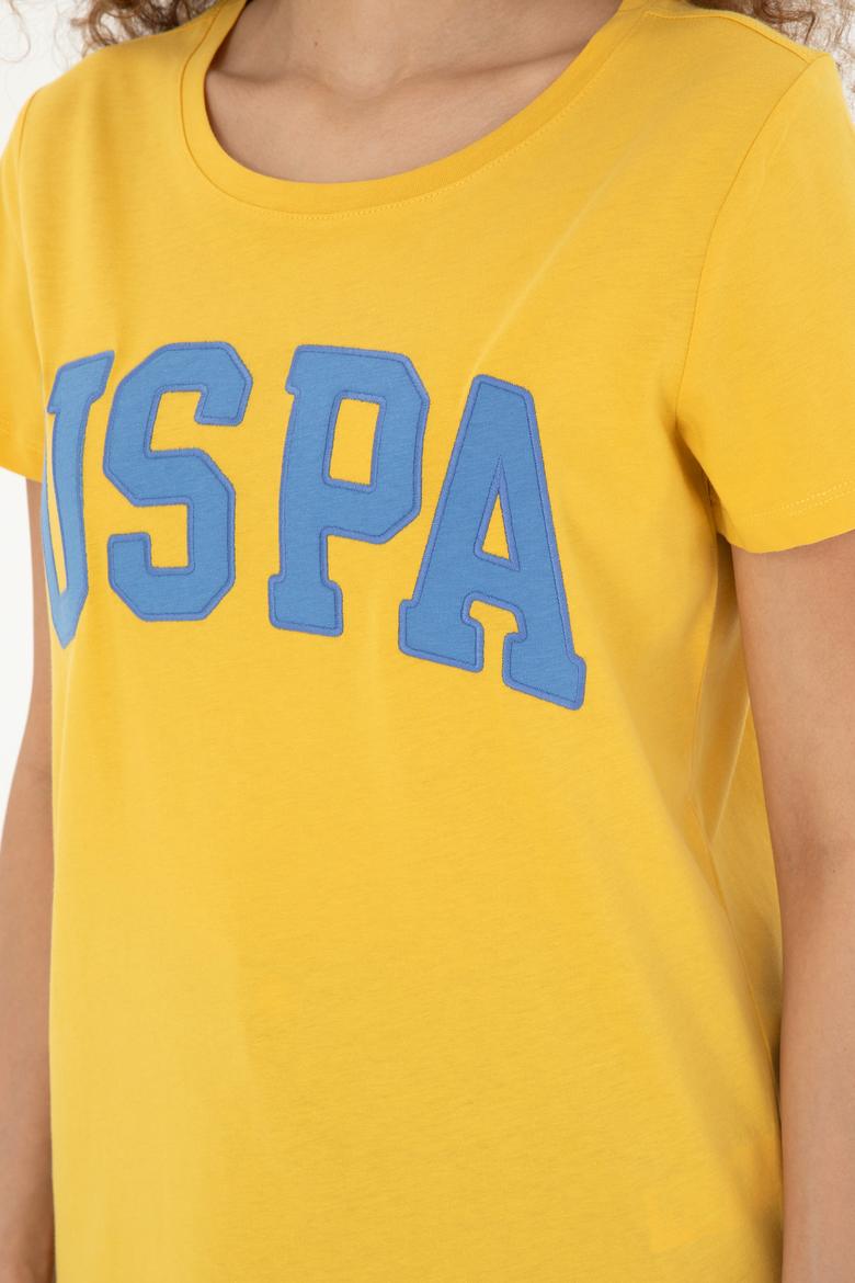 Kadın Safran Bisiklet Yaka Basic Tişört - 50280036077