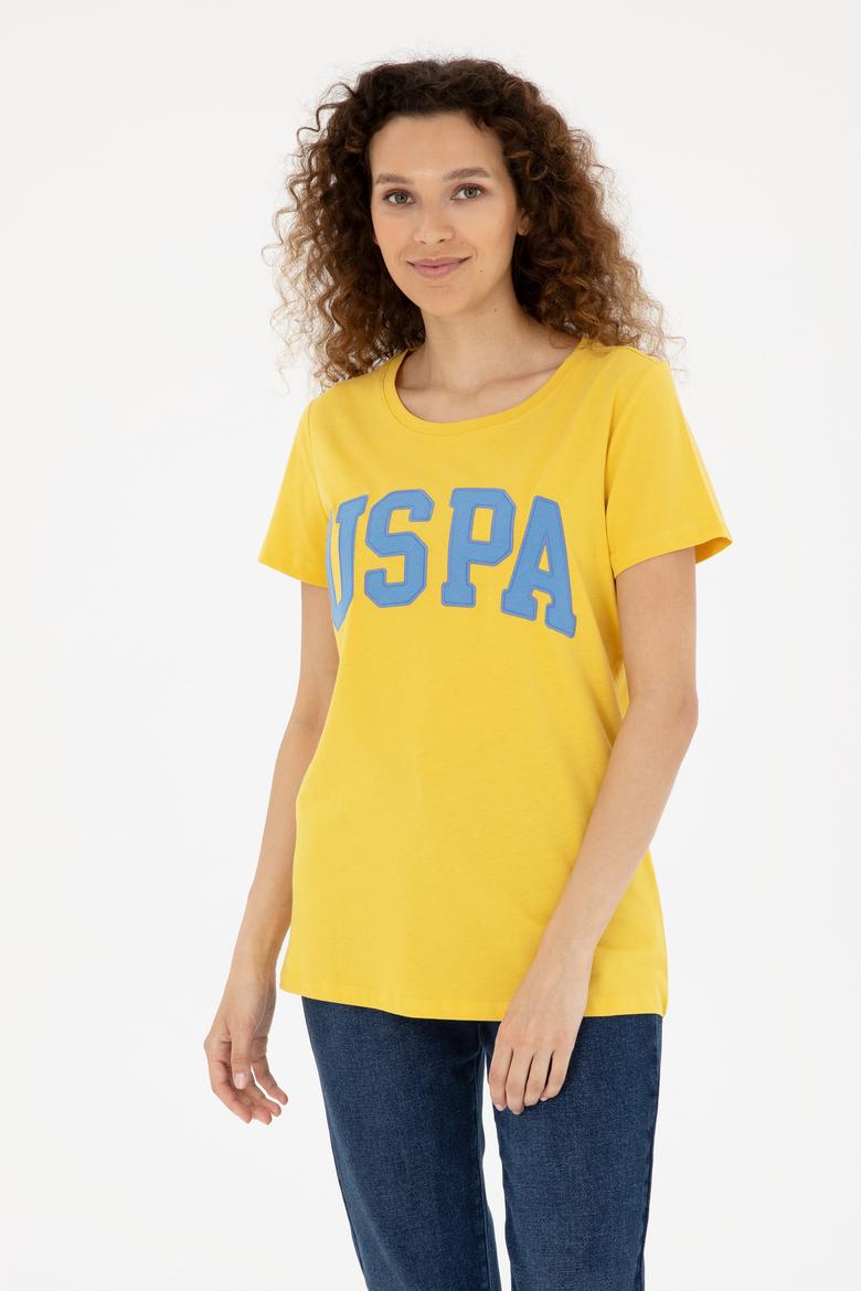 Kadın Safran Bisiklet Yaka Basic Tişört