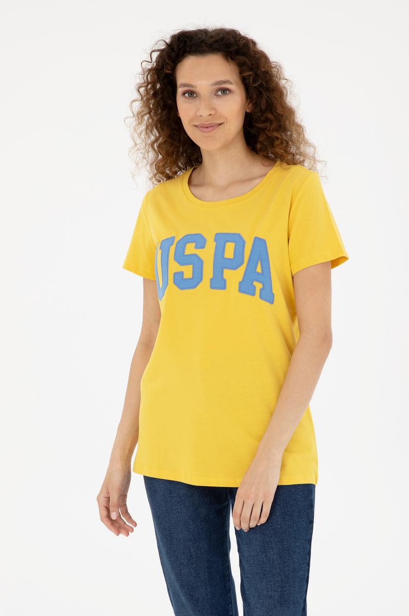 Kadın Safran Bisiklet Yaka Basic Tişört