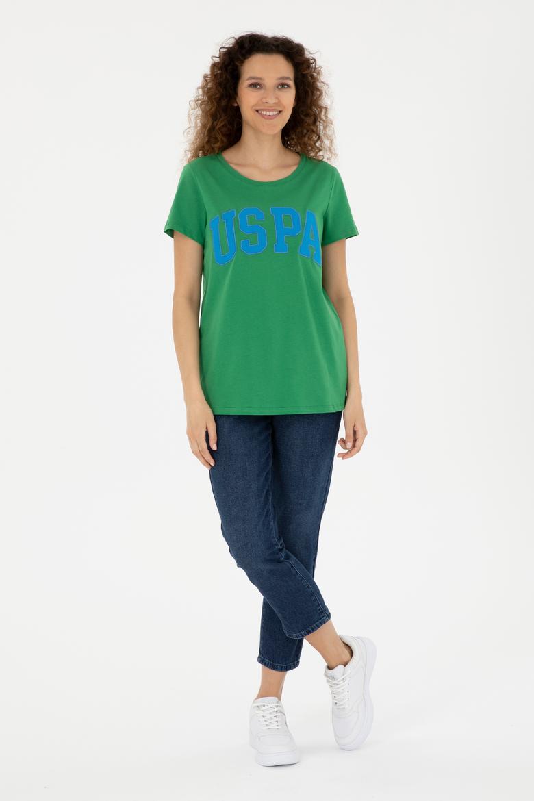 Kadın Yeşil Bisiklet Yaka Basic Tişört - 50280036133