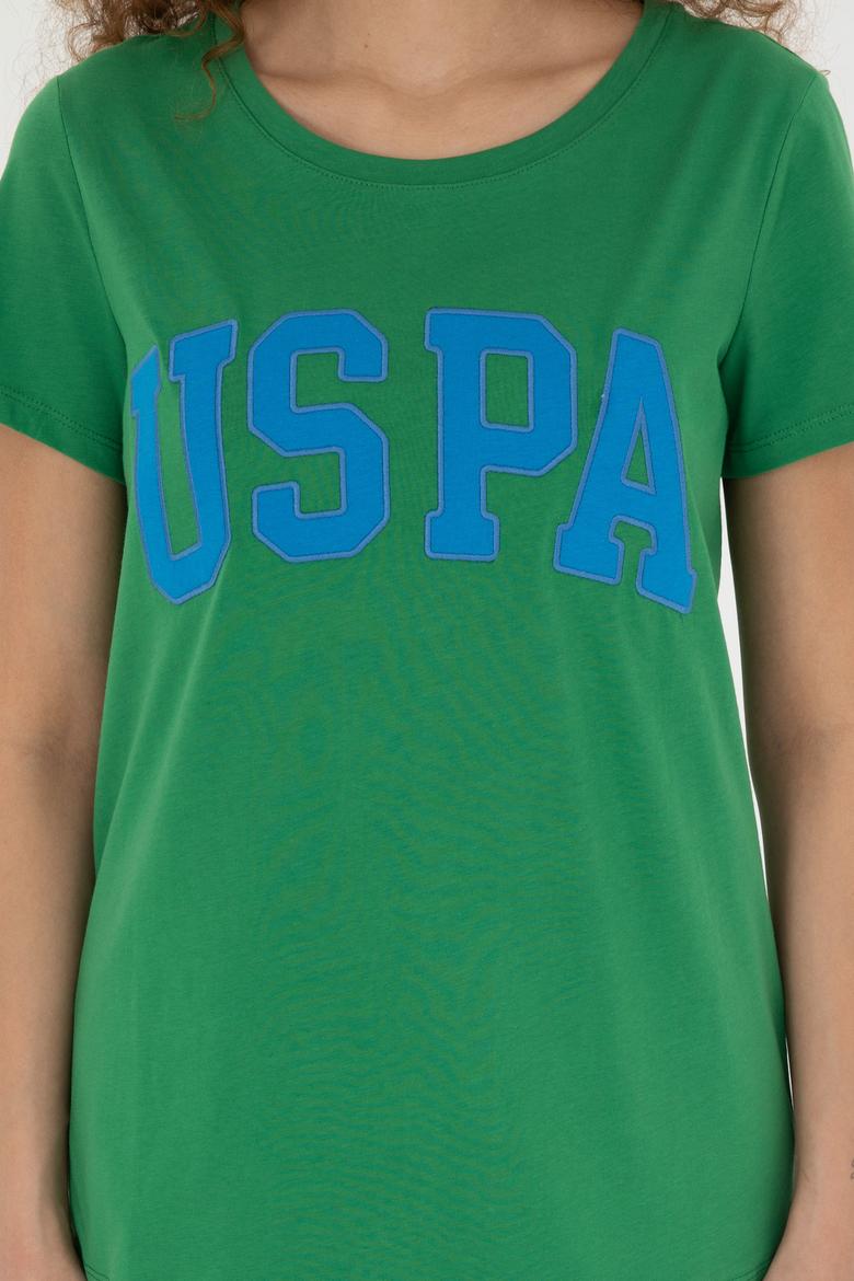 Kadın Yeşil Bisiklet Yaka Basic Tişört - 50280036133