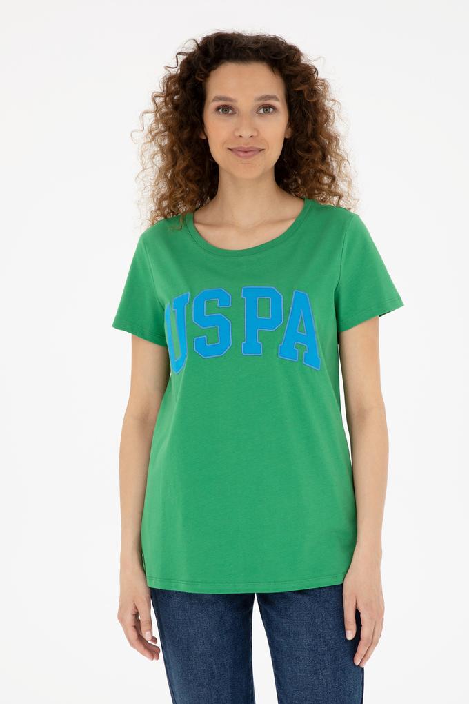 Kadın Yeşil Bisiklet Yaka Basic Tişört