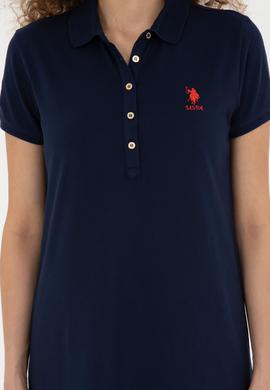 Kadın Lacivert Polo Yaka Mini Boy Örme Elbise - 50280038009