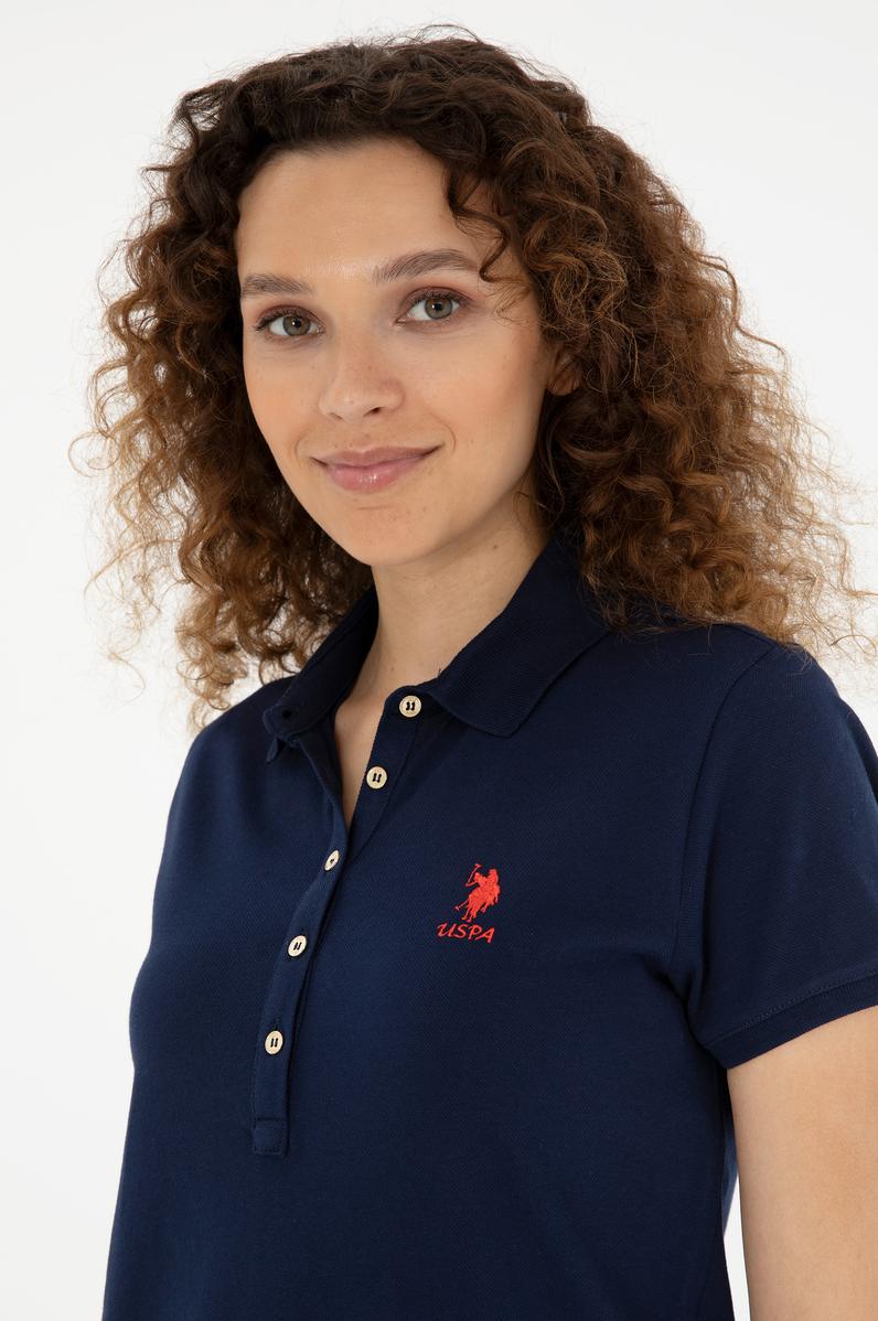 Kadın Lacivert Polo Yaka Mini Boy Örme Elbise