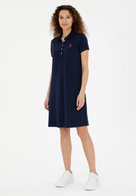 Kadın Lacivert Polo Yaka Mini Boy Örme Elbise - 50280038009