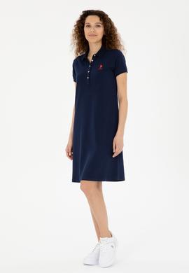 Kadın Lacivert Polo Yaka Mini Boy Örme Elbise - 50280038009