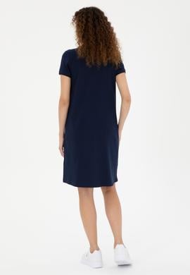 Kadın Lacivert Polo Yaka Mini Boy Örme Elbise - 50280038009