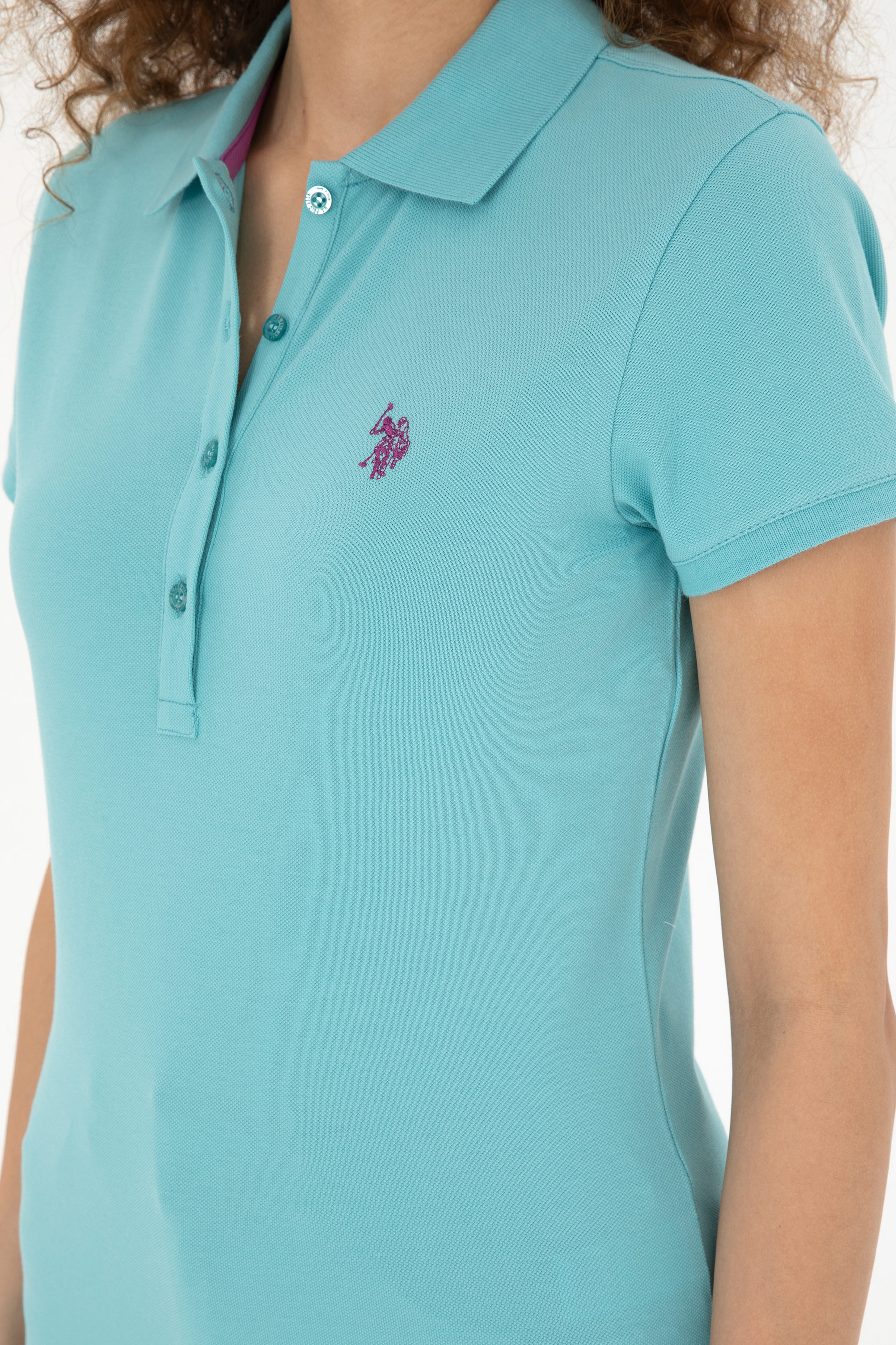 Kadın Mint Basic Polo Yaka Tişört - Image 7