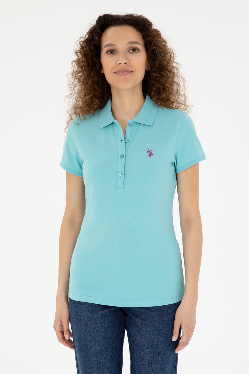 Kadın Mint Basic Polo Yaka Tişört
