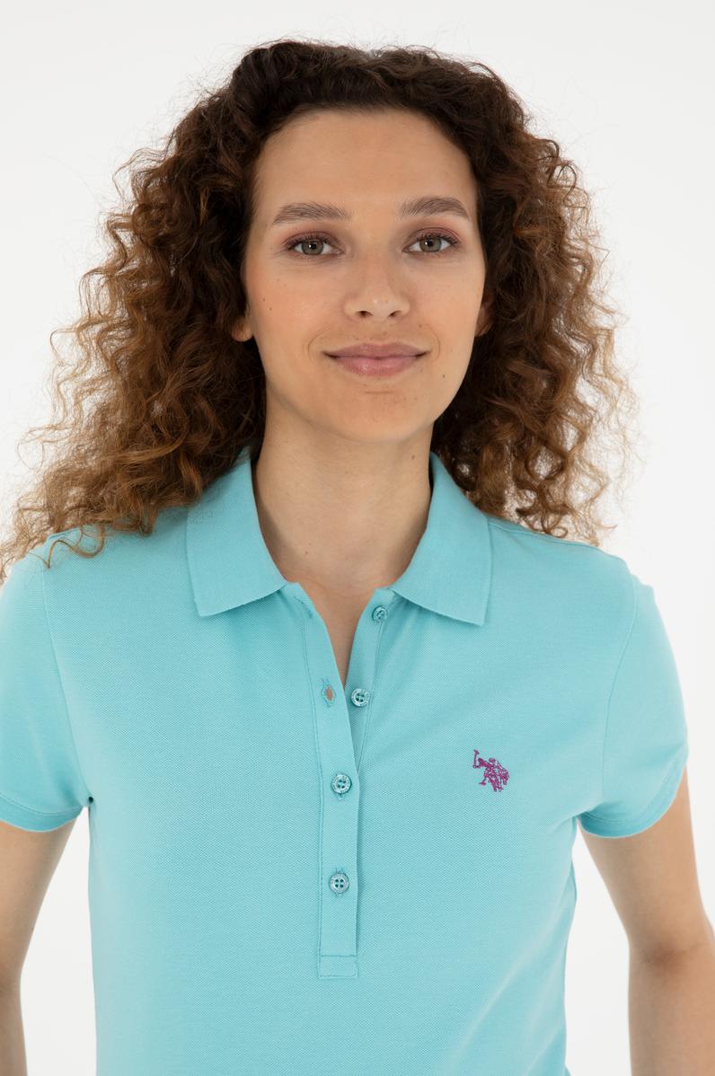 Kadın Mint Basic Polo Yaka Tişört