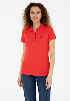 Kadın Kırmızı Basic Polo Yaka Tişört - 50280057049