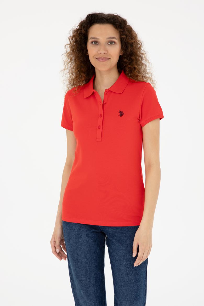 Kadın Kırmızı Basic Polo Yaka Tişört