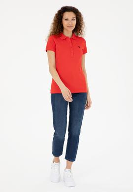 Kadın Kırmızı Basic Polo Yaka Tişört - 50280057049