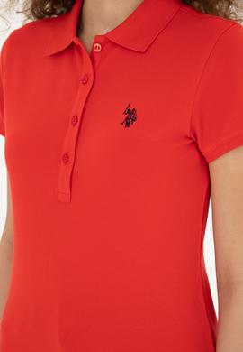 Kadın Kırmızı Basic Polo Yaka Tişört - 50280057049
