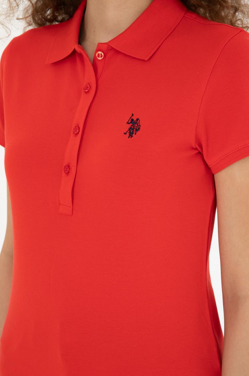 Kadın Kırmızı Basic Polo Yaka Tişört