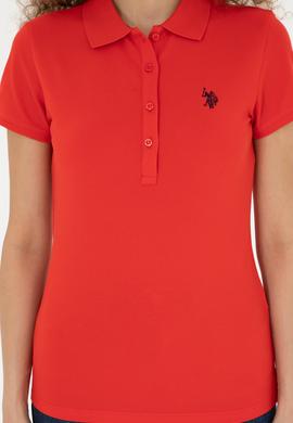 Kadın Kırmızı Basic Polo Yaka Tişört - 50280057049