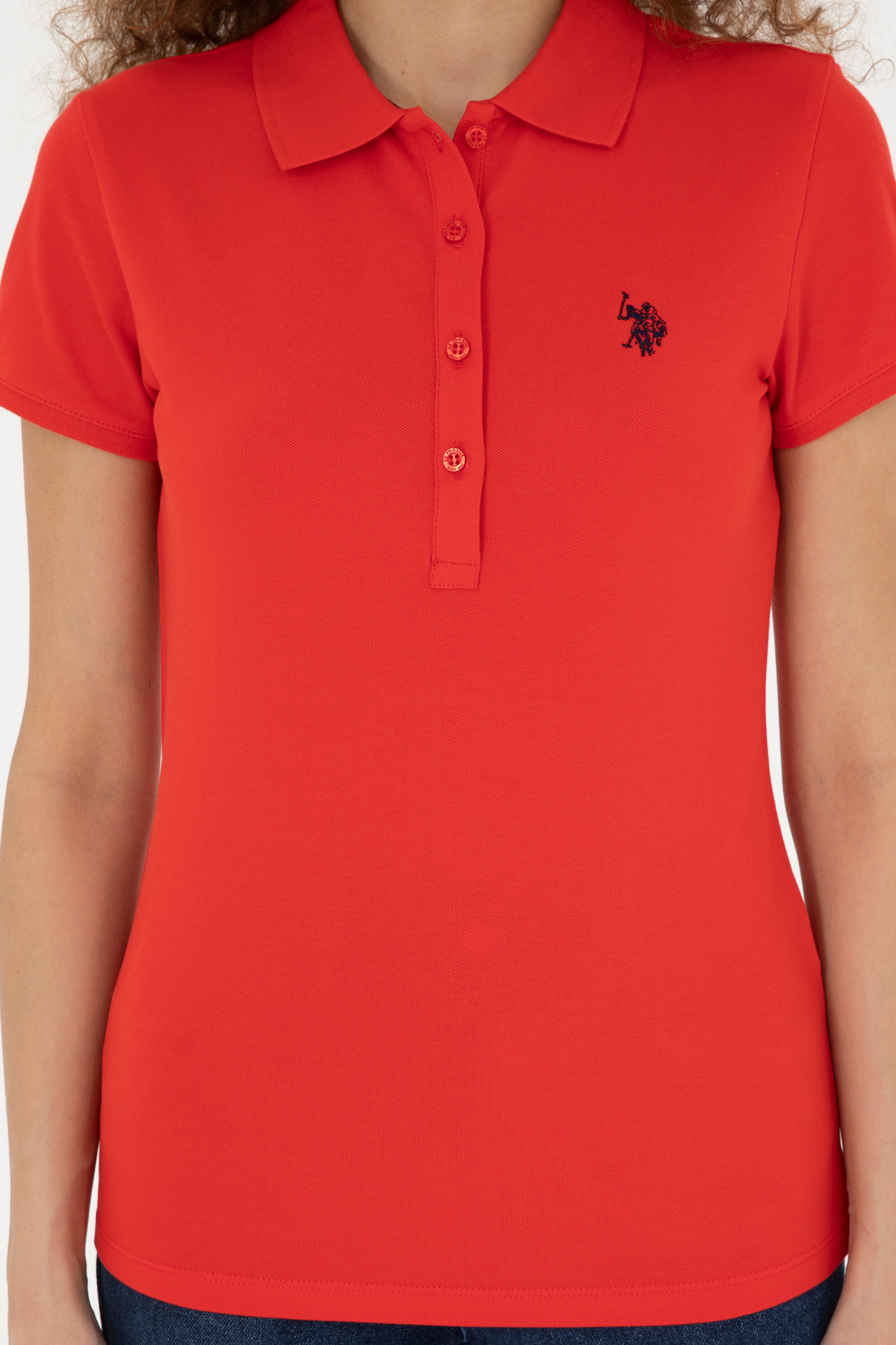 Kadın Kırmızı Basic Polo Yaka Tişört