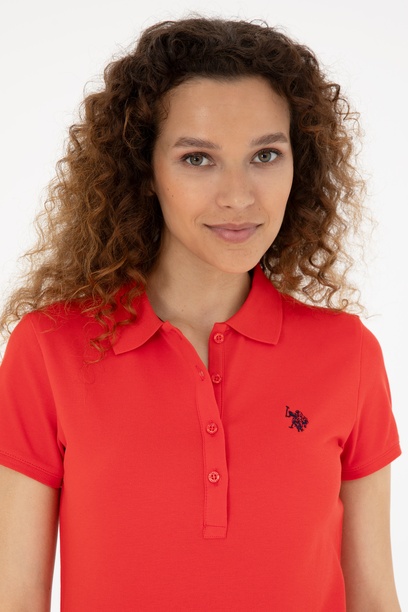 Kadın Kırmızı Basic Polo Yaka Tişört