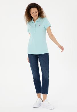 Kadın Su Yeşili Basic Polo Yaka Tişört - 50280057118