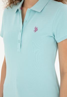 Kadın Su Yeşili Basic Polo Yaka Tişört - 50280057118