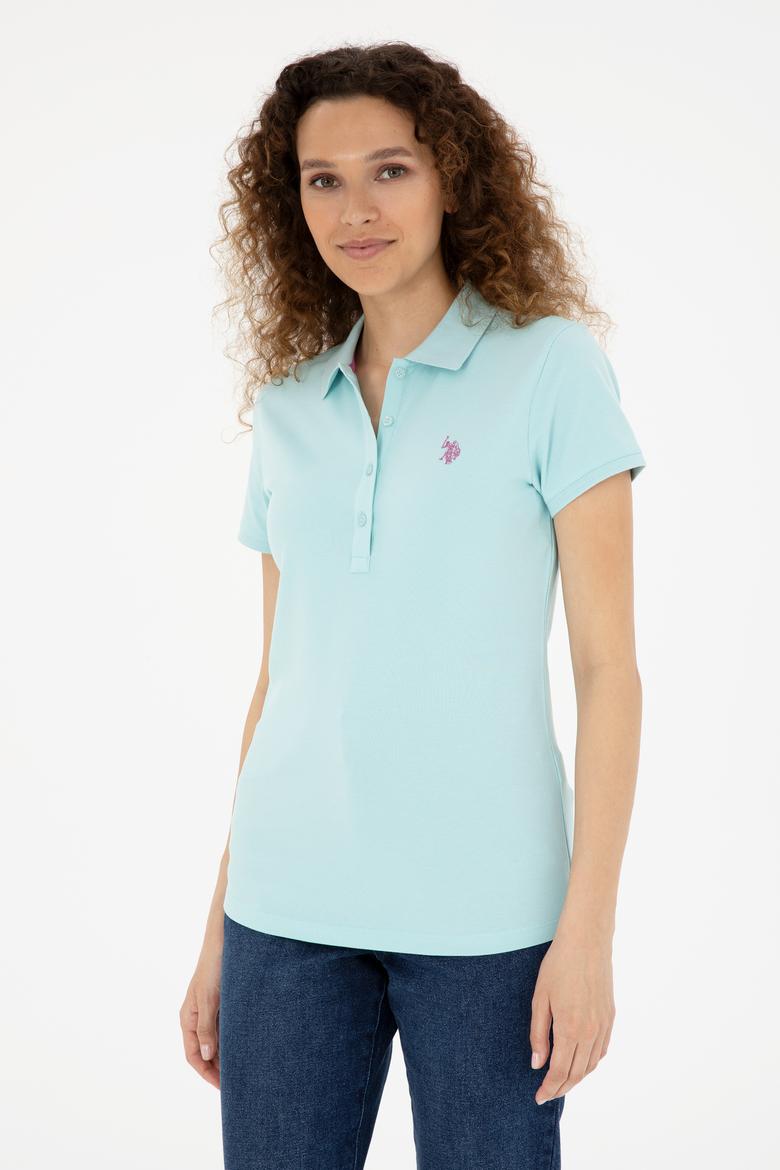 Kadın Su Yeşili Basic Polo Yaka Tişört - 50280057118