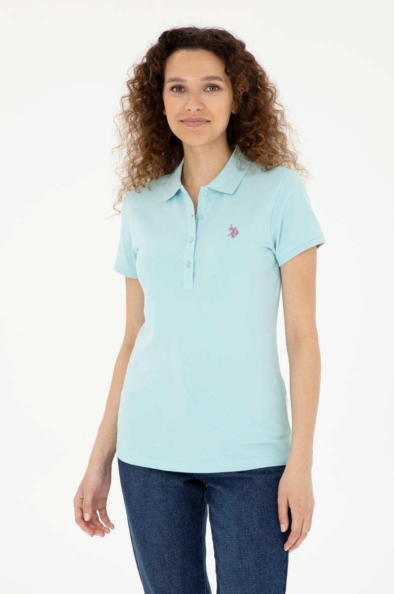 Kadın Su Yeşili Basic Polo Yaka Tişört