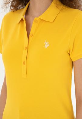 Kadın Sarı Basic Polo Yaka Tişört - 50280057122