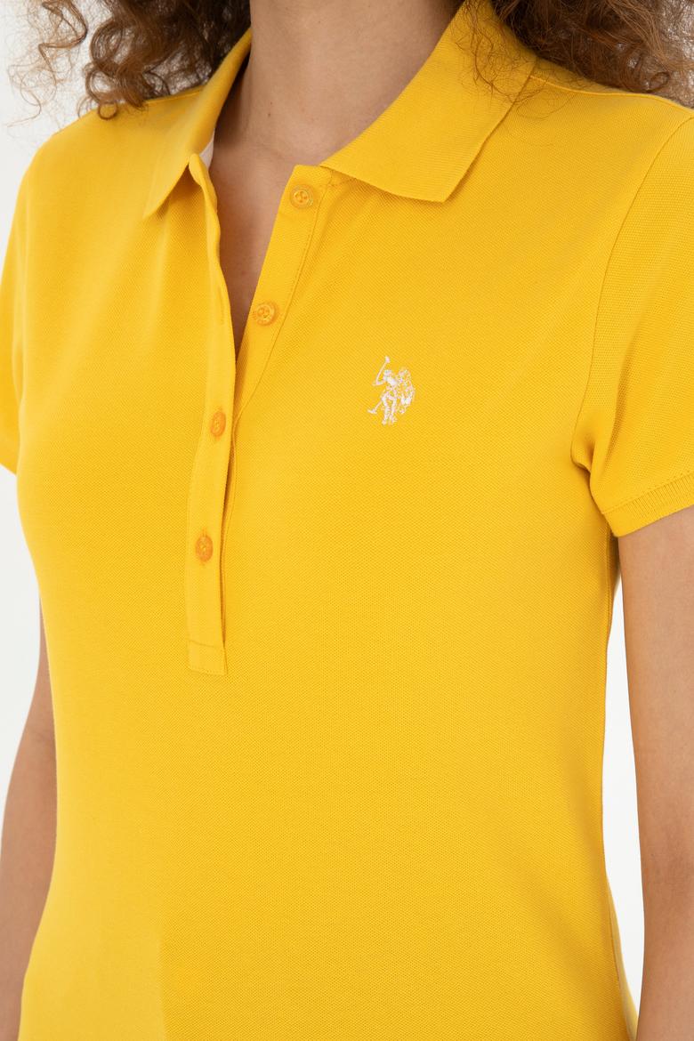Kadın Sarı Basic Polo Yaka Tişört - 50280057122
