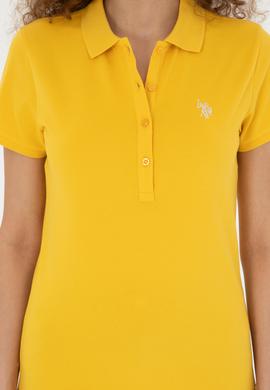 Kadın Sarı Basic Polo Yaka Tişört - 50280057122