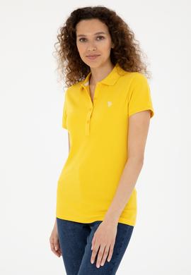 Kadın Sarı Basic Polo Yaka Tişört - 50280057122