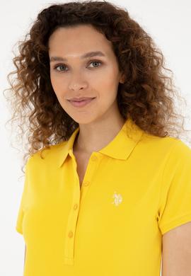 Kadın Sarı Basic Polo Yaka Tişört - 50280057122